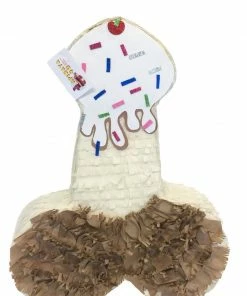 APINATA4U Pecker Ice Cream Pinata 24" Tall White And Brown Color Bachelor Bachelorette Party Favors Gag Gifts