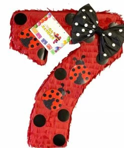 APINATA4U Childrens Large Number Seven Pinata Red Color Decorated