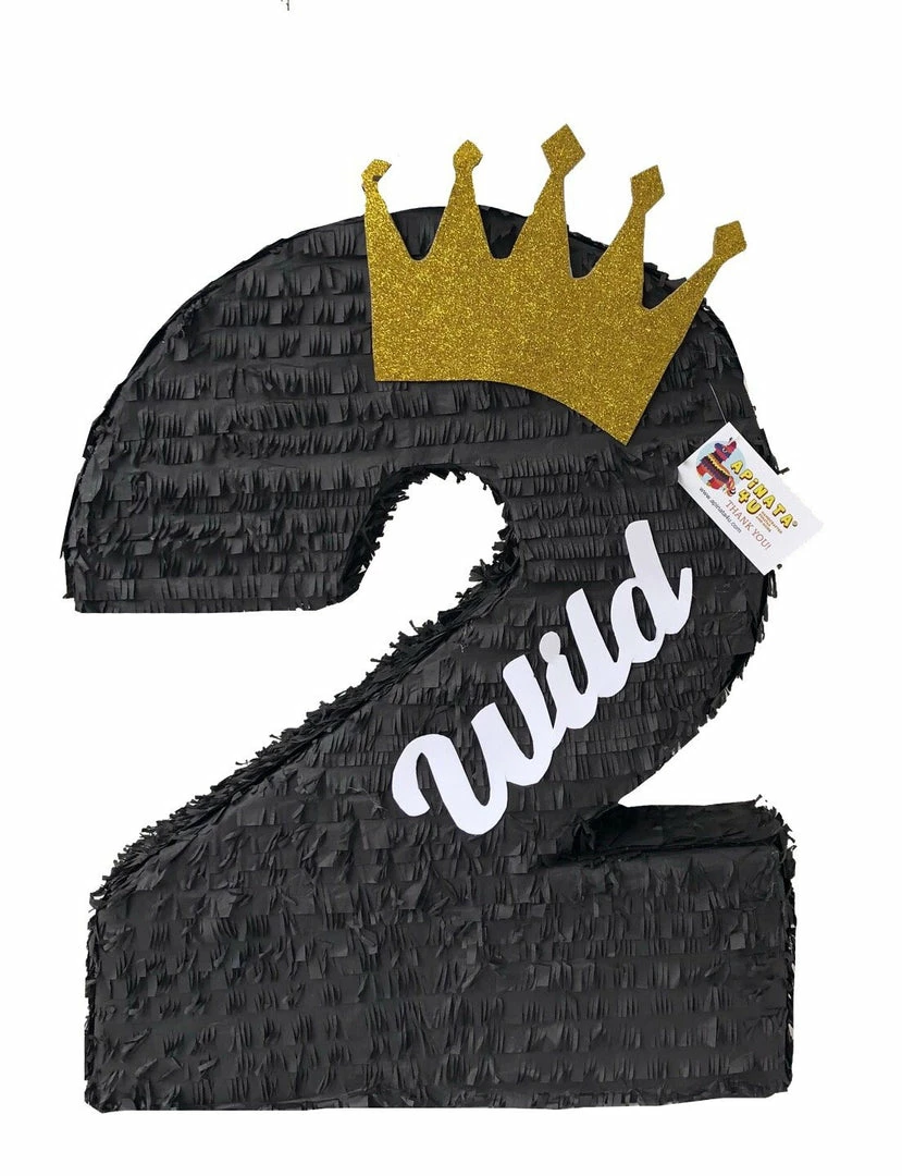 APINATA4U Large Number Two Pinata Black Color King/Queen Theme 3 APINATA4U Large Number Two Pinata Black Color King/Queen Theme