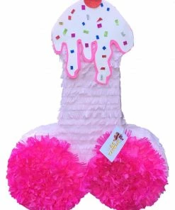 APINATA4U Adult Pinatas Pecker Pinata 24" Tall White And Pink Color, Cherry On The Top Bachelor Bachelorette Party Favors Gag Gifts