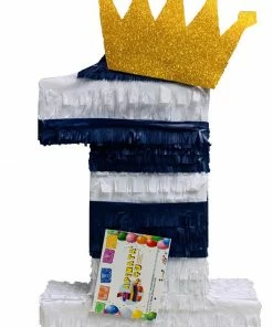 APINATA4U Large Number One Pinata With Stripes First Birthday Party King Theme Childrens