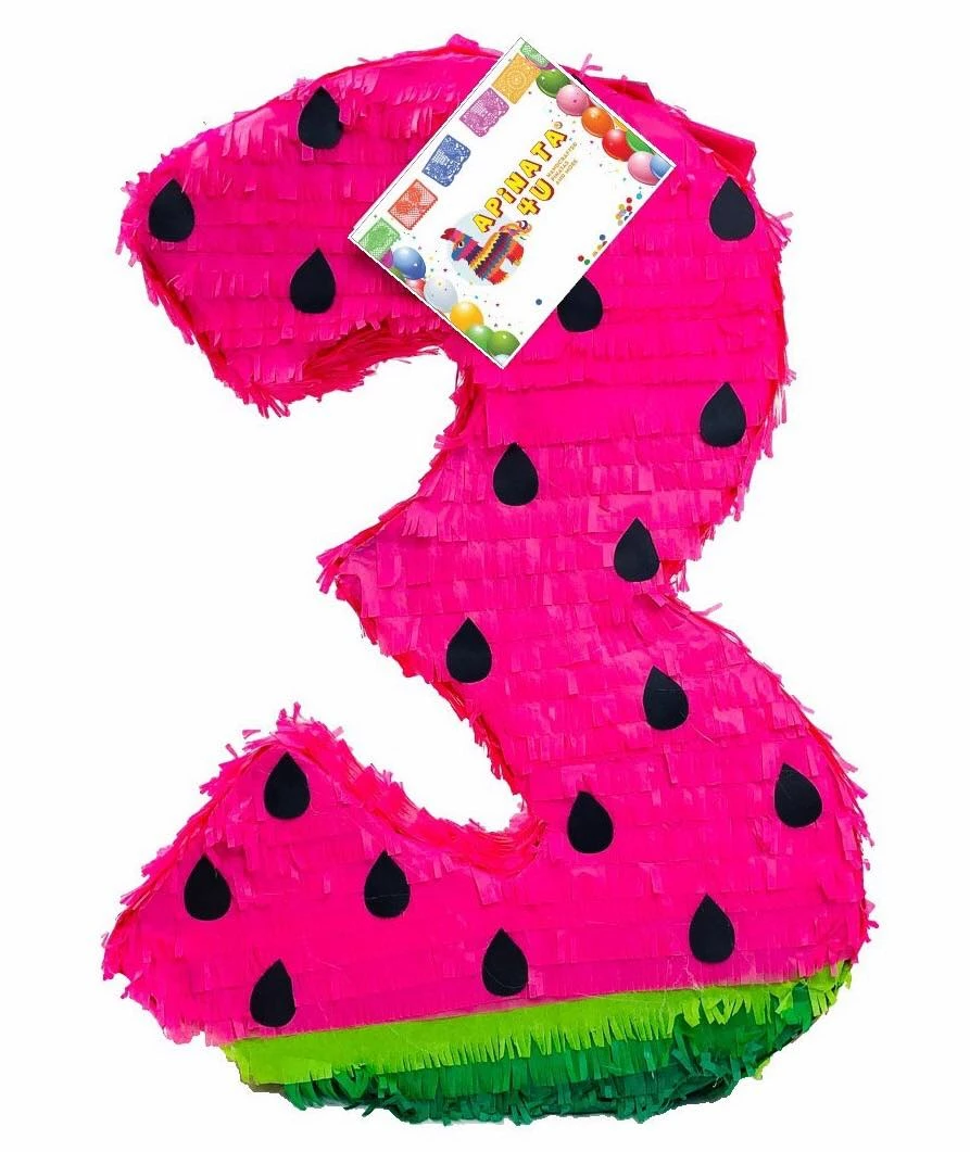 APINATA4U Childrens Large Number Three Pinata Watermelon Theme 3 APINATA4U Childrens Large Number Three Pinata Watermelon Theme