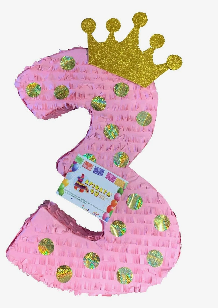 APINATA4U Number Three Pink & Gold Pinata Third Birthday Princess Theme 3 APINATA4U Number Three Pink & Gold Pinata Third Birthday Princess Theme
