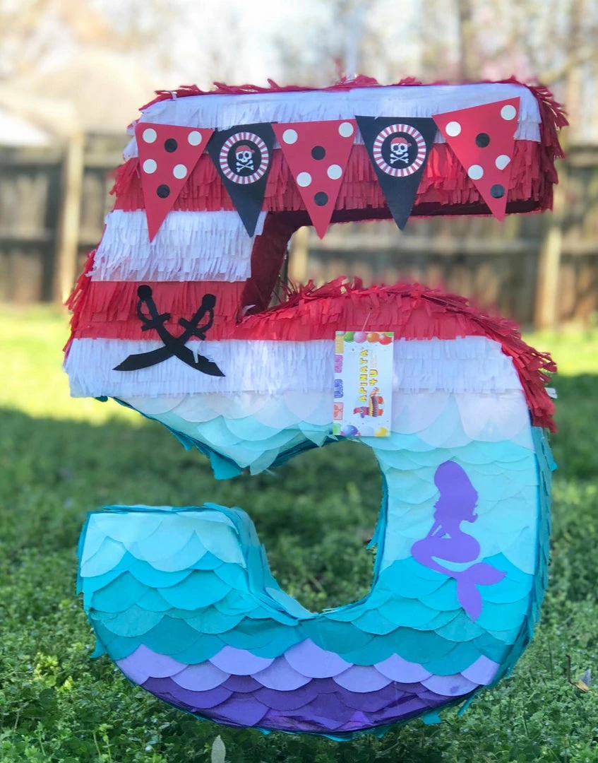 APINATA4U Childrens Pirates & Mermaid Theme Number Five Pinata 3 APINATA4U Childrens Pirates & Mermaid Theme Number Five Pinata