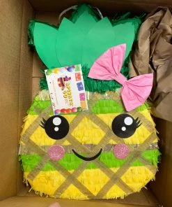 APINATA4U Large Pineapple Pinata With Pink Bow 24" Tall