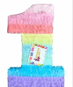 APINATA4U Large Number One Pinata Pastel Colors