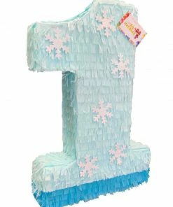 APINATA4U Childrens Winter Number One Pinata With Snowflakes Winter Themed Birthday
