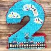 APINATA4U Large Number Two Pinata Rail Road Party