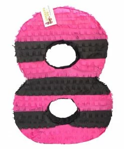 APINATA4U Childrens Large Number Eight With Stripes Pink And Black Color