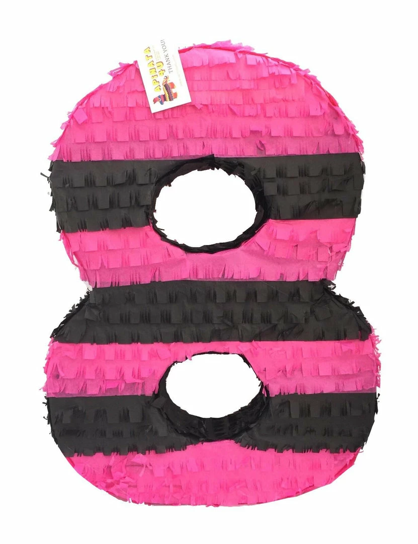APINATA4U Childrens Large Number Eight With Stripes Pink And Black Color 3 APINATA4U Childrens Large Number Eight With Stripes Pink And Black Color