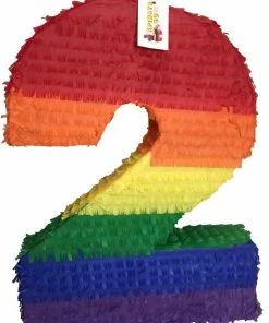 APINATA4U Large Number Two Pinata Fiesta Colors Second Birthday