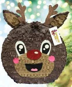 APINATA4U Childrens Xmas Reindeer Pinata Red Nose