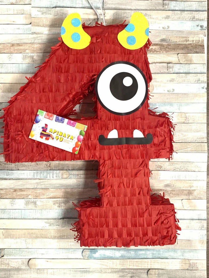APINATA4U Childrens Large Number Four Pinata Fourth Birthday Monster Theme 3 APINATA4U Childrens Large Number Four Pinata Fourth Birthday Monster Theme