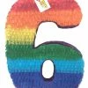 APINATA4U Large Number Six Pinata Rainbow Colors