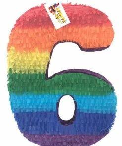 APINATA4U Large Number Six Pinata Rainbow Colors