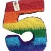 APINATA4U Childrens Large Number Five Pinata Rainbow Colors