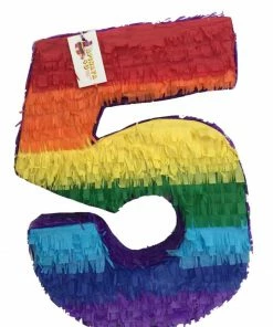 APINATA4U Childrens Large Number Five Pinata Rainbow Colors