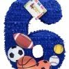 APINATA4U Large Number Six Pinata Blue Color Sports Themed Childrens
