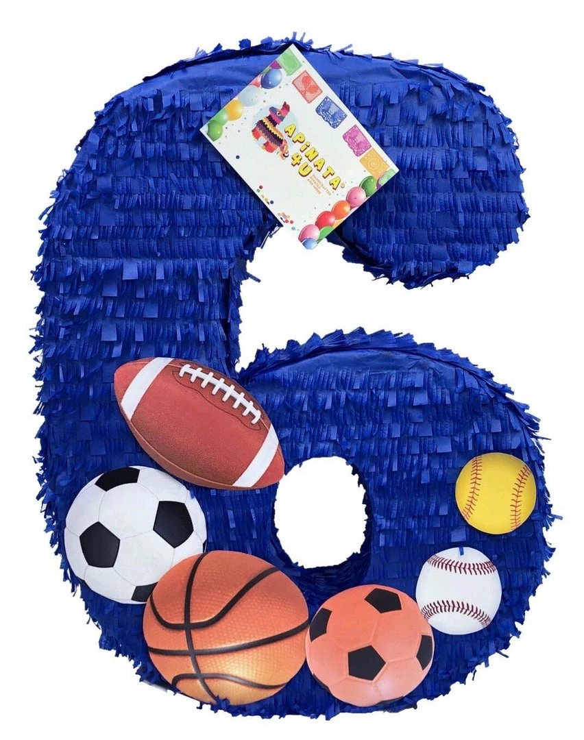 APINATA4U Large Number Six Pinata Blue Color Sports Themed Childrens 3 APINATA4U Large Number Six Pinata Blue Color Sports Themed Childrens