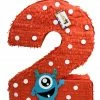 APINATA4U Large Number Two Pinata Monster Theme 24" Tall Red Color