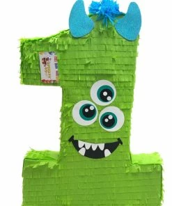 APINATA4U Childrens Large Number One Pinata Green Color Monster Pinata Halloween