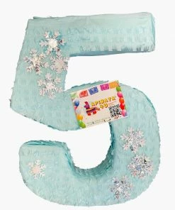 APINATA4U Large Number Five Winder Wonderland Themed Pinaata With Snowflakes Accents