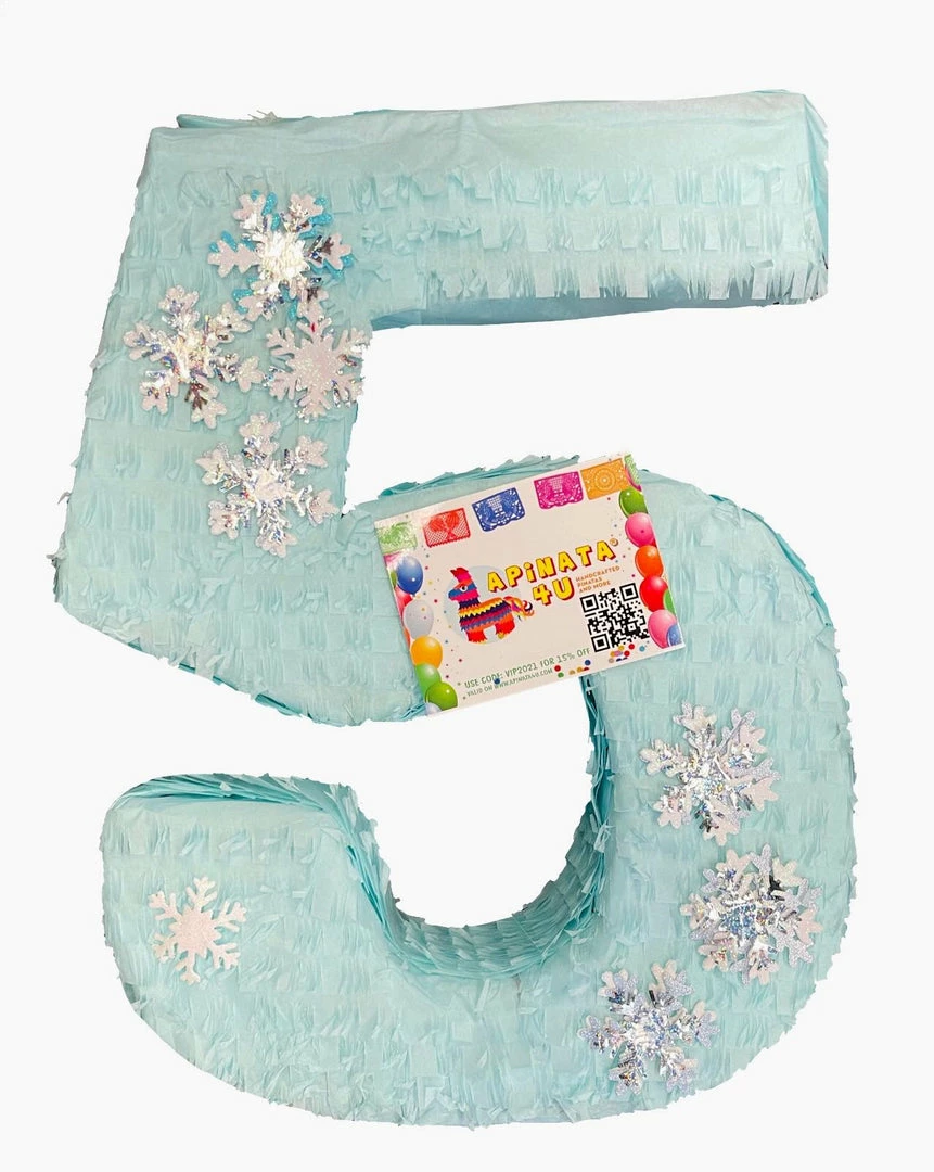 APINATA4U Large Number Five Winder Wonderland Themed Pinaata With Snowflakes Accents 3 APINATA4U Large Number Five Winder Wonderland Themed Pinaata With Snowflakes Accents