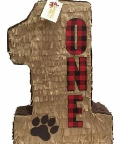 Childrens APINATA4U Number One Pinata For Lumberjack Theme Tan Color