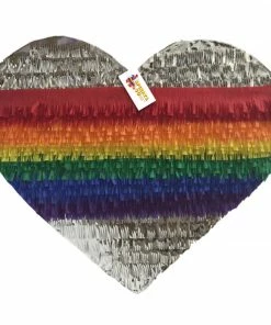 APINATA4U Silver & Rainbow Heart Pinata LGBT Party Supplies