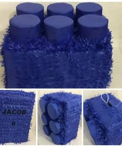 APINATA4U Large Blue Brick Pinata, Building Block Pinata, Building Block Party Supplies Childrens