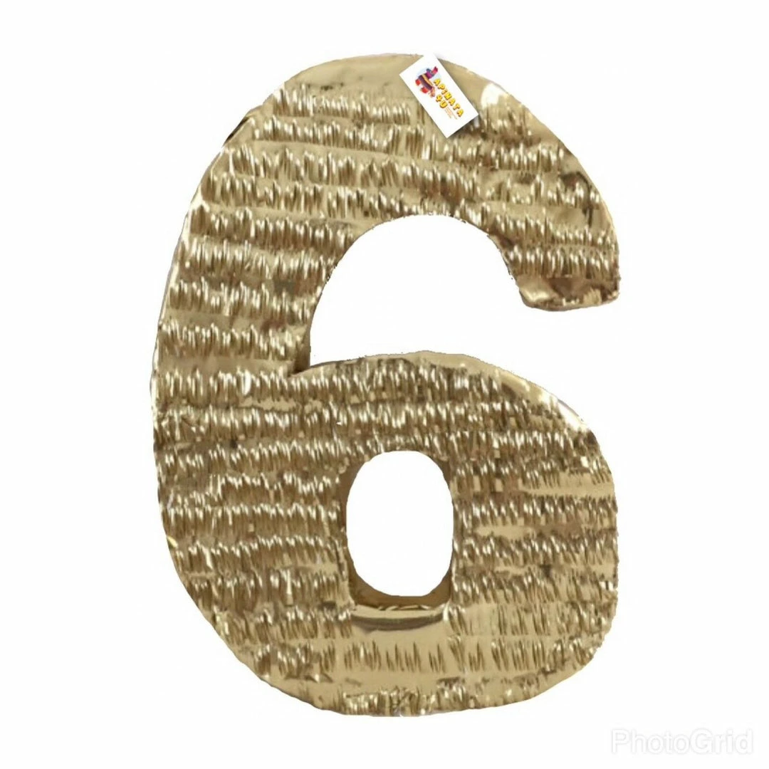 APINATA4U Large Number Six Pinata Gold Color 3 APINATA4U Large Number Six Pinata Gold Color
