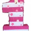 APINATA4U Large Number One Pinata With Stars White & Pink Color Childrens