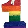 APINATA4U Large Number One Pinata Rainbow Colored 24" Tall Childrens