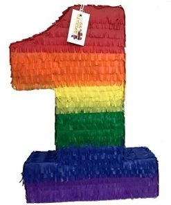 APINATA4U Large Number One Pinata Rainbow Colored 24" Tall Childrens