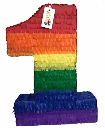 APINATA4U Large Number One Pinata Rainbow Colored 24" Tall Childrens 3 APINATA4U Large Number One Pinata Rainbow Colored 24" Tall Childrens