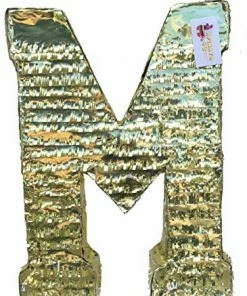 APINATA4U Large Letter M Pinata Gold Color