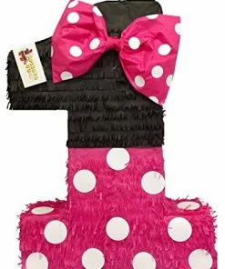Childrens APINATA4U Large Hot Pink & Black Number One Pinata 23" Tall First Birthday
