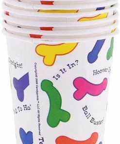 APINATA4U 6 Pk Funny Willy Pattern Paper Disposable Cup For Bachelorette Party Hen Party Girls Night Out Bride To Be
