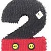 APINATA4U Black & Red Number Two Pinata 23" Tall Yellow Buttons Childrens