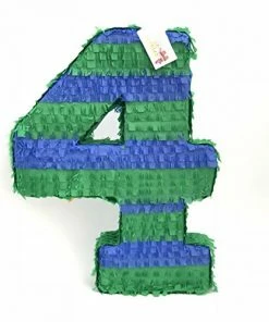 APINATA4U Large Green And Blue Number Four Pinata Fourth Birthday Childrens