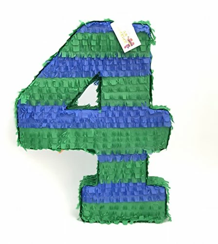 APINATA4U Large Green And Blue Number Four Pinata Fourth Birthday Childrens 3 APINATA4U Large Green And Blue Number Four Pinata Fourth Birthday Childrens