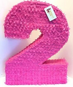 Childrens APINATA4U Large Solid Hot Pink Two Pinata Second Birthday
