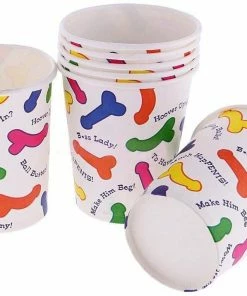 APINATA4U 6 Pk Funny Willy Pattern Paper Disposable Cup For Bachelorette Party Hen Party Girls Night Out Bride To Be