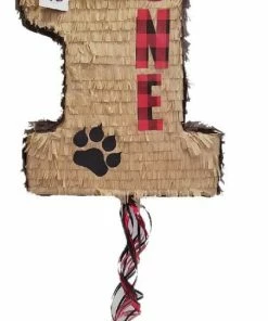 APINATA4U Tan Color Number One Pinata Lumberjack Theme Pull Strings Style 7 APINATA4U Tan Color Number One Pinata Lumberjack Theme Pull Strings Style