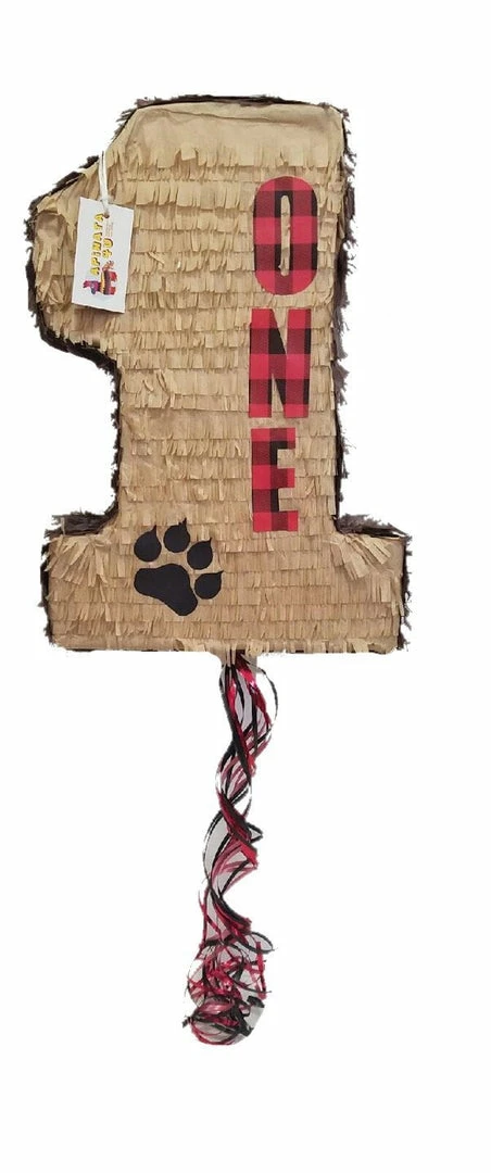 APINATA4U Tan Color Number One Pinata Lumberjack Theme Pull Strings Style 5 APINATA4U Tan Color Number One Pinata Lumberjack Theme Pull Strings Style
