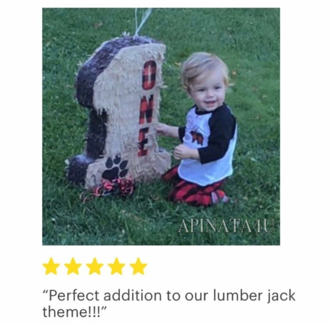 APINATA4U Tan Color Number One Pinata Lumberjack Theme Pull Strings Style 4 APINATA4U Tan Color Number One Pinata Lumberjack Theme Pull Strings Style