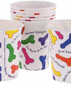 APINATA4U 6 Pk Funny Willy Pattern Paper Disposable Cup For Bachelorette Party Hen Party Girls Night Out Bride To Be