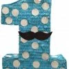 APINATA4U Childrens Large Number One Pinata Light Blue With Mustache 24" Tall 1 APINATA4U Childrens Large Number One Pinata Light Blue With Mustache 24" Tall