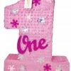 APINATA4U Large Pink Number One Pinata With Snowflakes