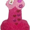 APINATA4U LLC - Large Penis Adult Pinata | Hot Pink With Glitter Kisses | Ideal For Bachelorette Party | Made With High Quality Cardboard | Party & Game | Size - 2ft Approx | Easy To Use & Fill Adult Pinatas